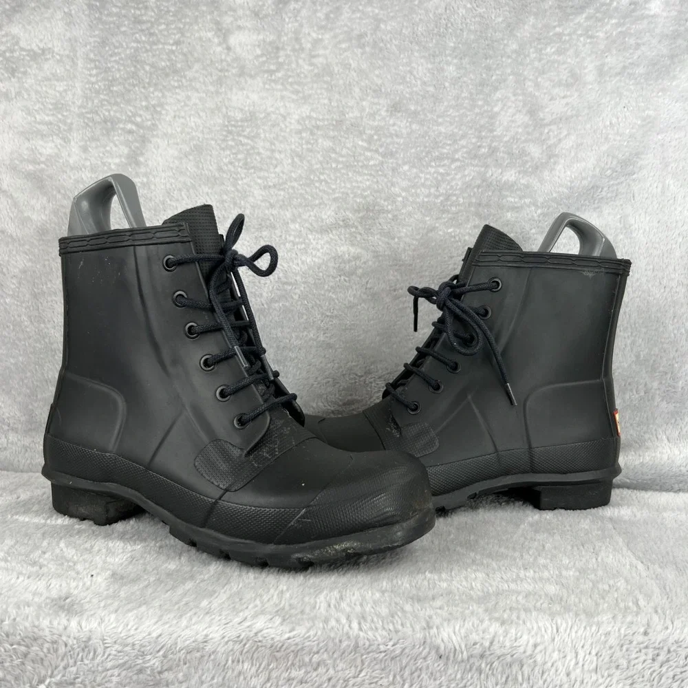 Hunter Original Lace Up Ankle Rain Boots 8 Black Waterproof Utility Gorpcore
